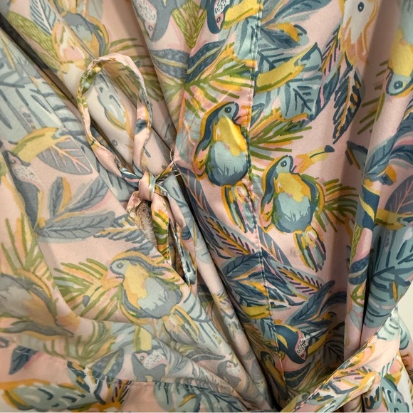 Jane Marie Pink Tropical Satin Robe M/L - Picture 9 of 10